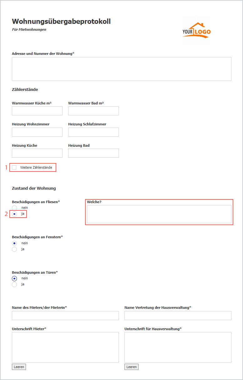 Wohnungsübergabeprotokoll